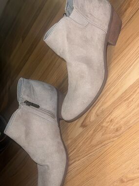 Sam Edelman Suede Ankle Booties in Light Taupe